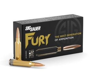 "Sig Sauer 277 SIG FURY HYBRID HUNTER ammunition, designed for precision and reliability, features an advanced hybrid case technology for enhanced performance in hunting scenarios."